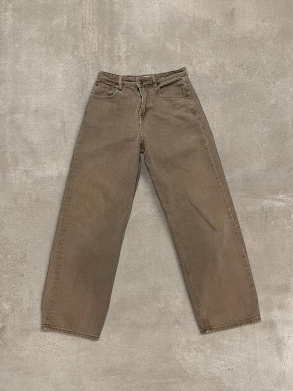 Motel Denim Brown Wide Leg Jeans Size Small High Rise Neutral Pants